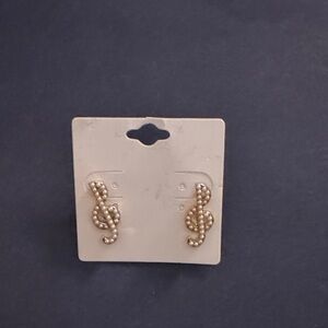 Elegant Gold-Toned Treble Clef Earrings
